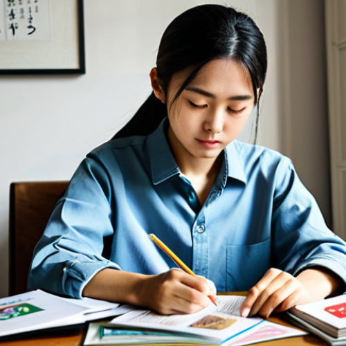 **

"A focused student sitting at a desk, surrounded by Japanese textbooks and flashcards (Anki, Memrise cards visible). They are wearing comfortable, modest clothing suitable for study. The environment is a well-lit, tidy home study space. Safe for work, appropriate content, fully clothed, professional study environment, perfect anatomy, natural proportions, high quality."

**