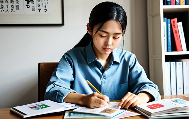 **
"A focused student sitting at a desk, surrounded by Japanese textbooks and flashcards (Anki, Memrise cards visible). They are wearing comfortable, modest clothing suitable for study. The environment is a well-lit, tidy home study space. Safe for work, appropriate content, fully clothed, professional study environment, perfect anatomy, natural proportions, high quality."
**