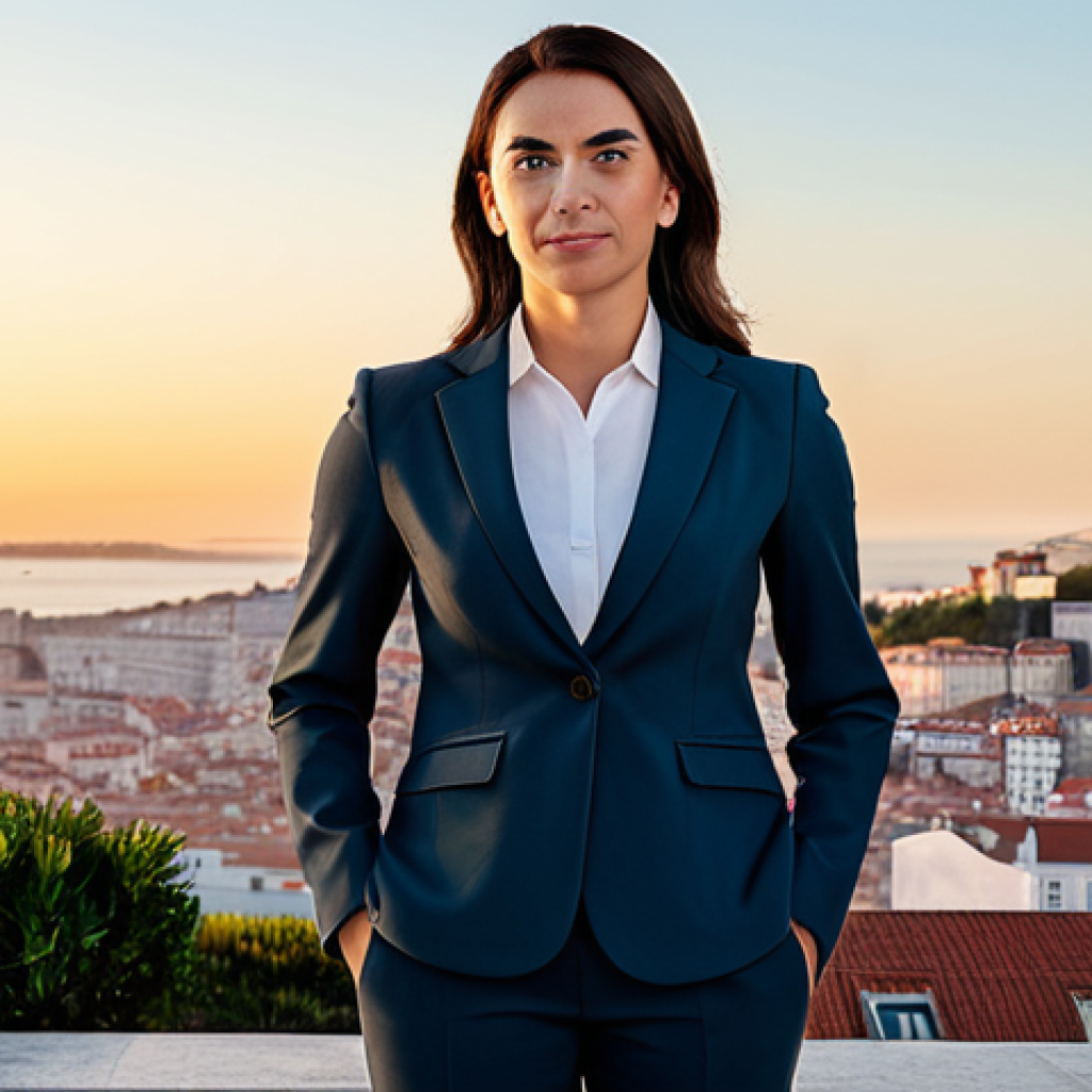 JLPT와 일본 대학 진학 학업 계획 - Business Professional**
"A successful businesswoman in a modest, tailored blazer and slacks, standi...