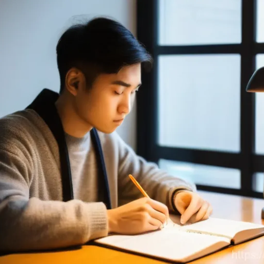 JLPT 시험의 주요 변화와 대비책 - A focused and determined young adult (20s), of diverse ethnicity, is deeply engrossed in studying fo...