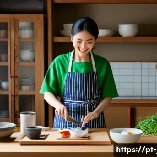 Home 26 JLPT 취득 후 일본 문화 콘텐츠 제작 사례 - **Prompt 1: Authentic Culinary Journey - A Cozy Kitchen Learning Experience**
A bright, warm-ton...