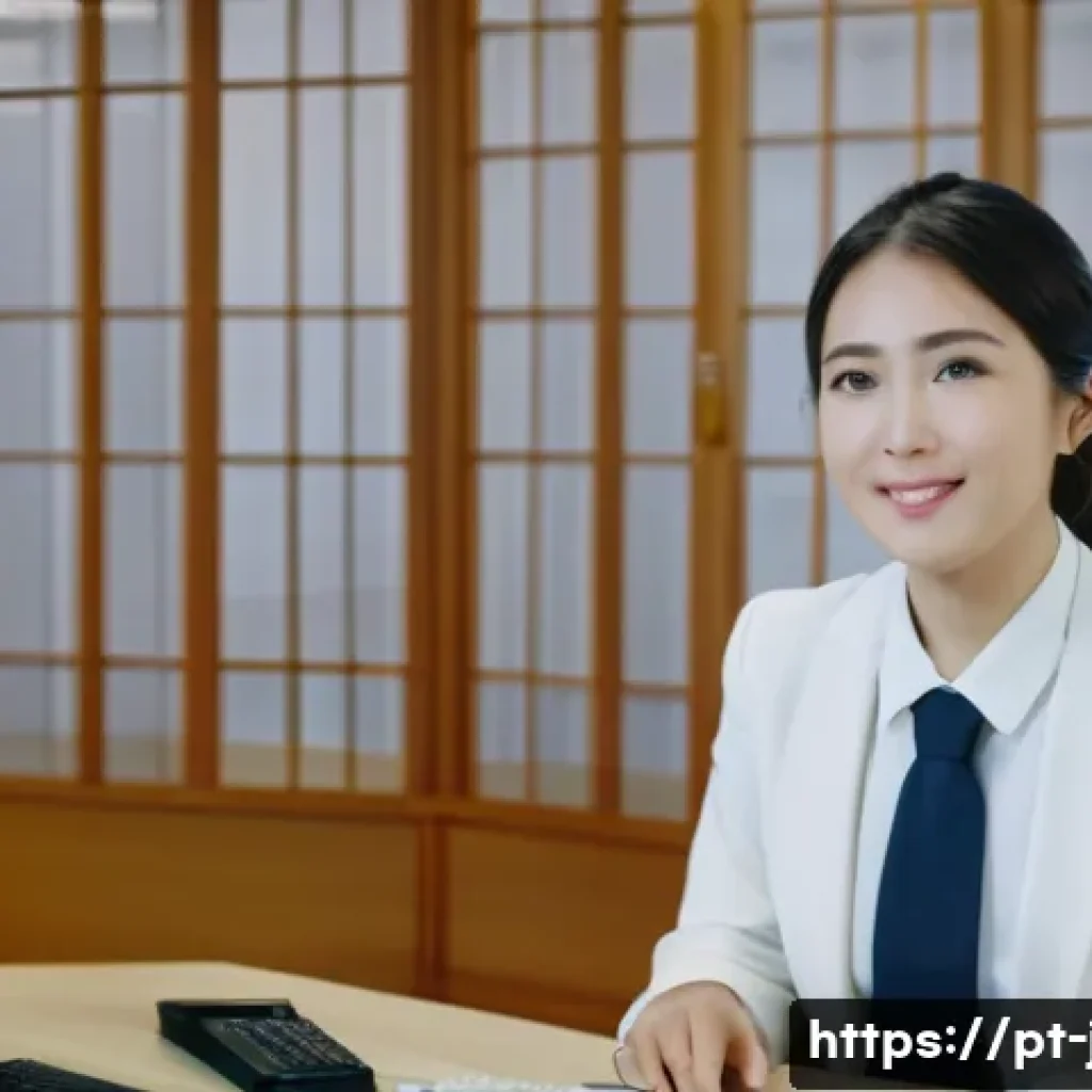 JLPT 자격증 활용 고객 상담 직무 사례 - A professional customer service representative in a modern office environment, engaging politely wit...