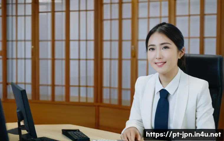 JLPT 자격증 활용 고객 상담 직무 사례 - A professional customer service representative in a modern office environment, engaging politely wit...