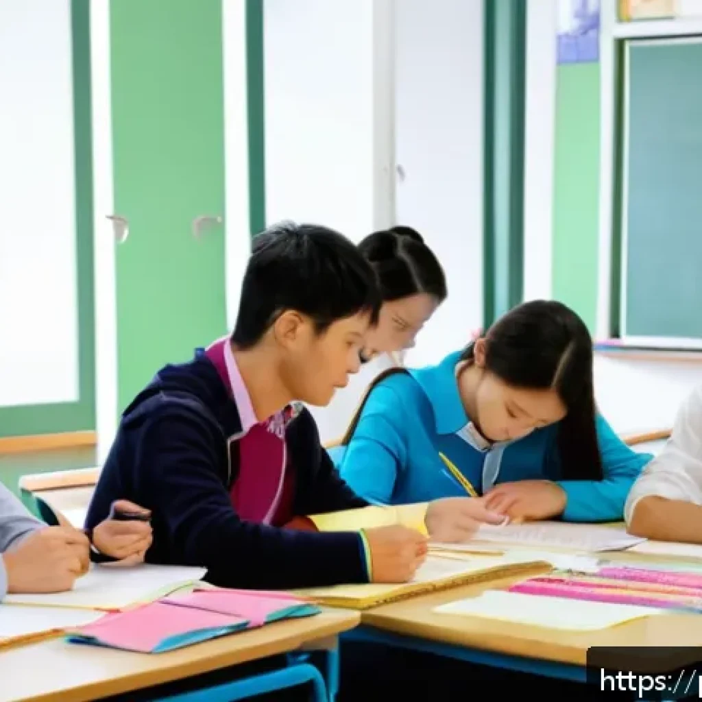 JLPT 자격증과 일본 사회학 연계 연구 - A diverse group of adult students in a bright, modern classroom setting, attentively studying Japane...